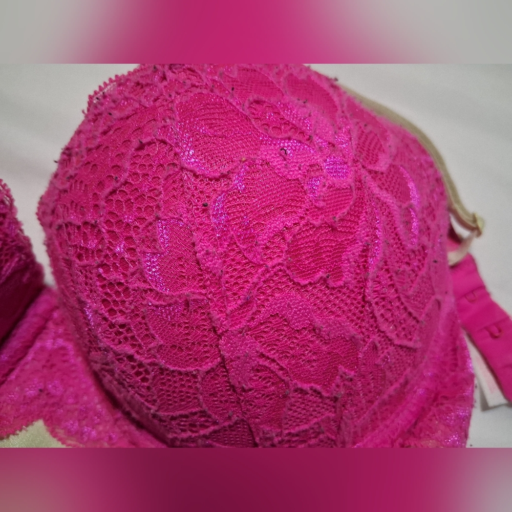 Victoria’s Secret PINK Lace Push-Up Bra - Hot Pink /  Fuchsia - 34B - Picture 7 of 8